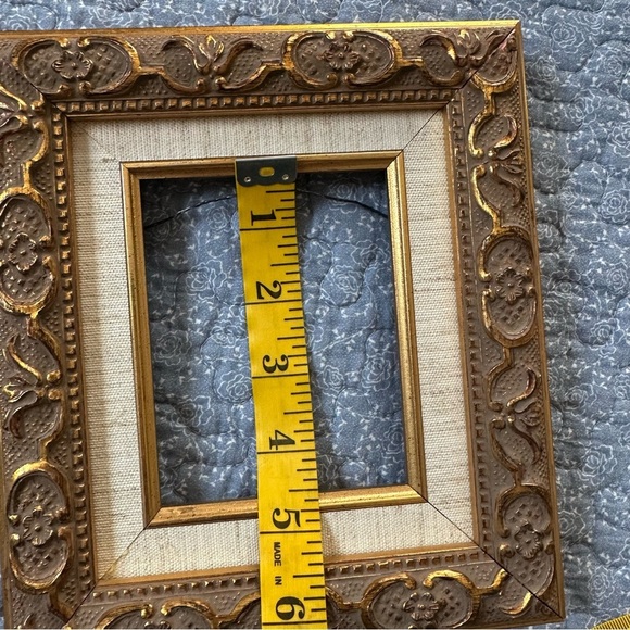 Vintage Photo Frame Elegant Gold & Brown Ornate Linen Border 3” x 4.5” Opening - Picture 16 of 16